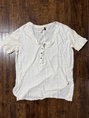 We the Free Women's Cream Short Sleeve Henley Top